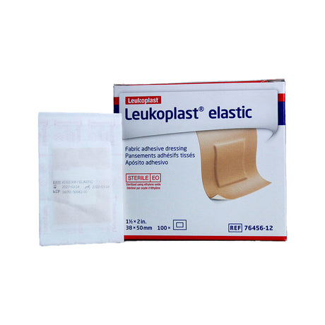 Leukoplast elastic fabric adhesive dressing box with a single sterile bandage pouch