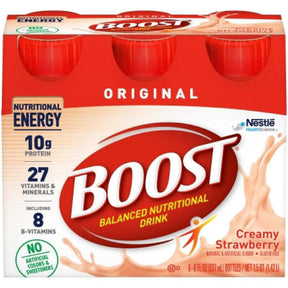 Boost Original balanced nutritional drink 6-pack, creamy strawberry flavor, 8 oz bottles