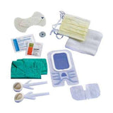 Sterile medical dressing kit with face masks, gloves, gauze pads, and antiseptic wipes