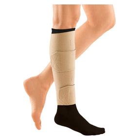 Compression leg wrap with Velcro straps for lymphedema or swelling relief