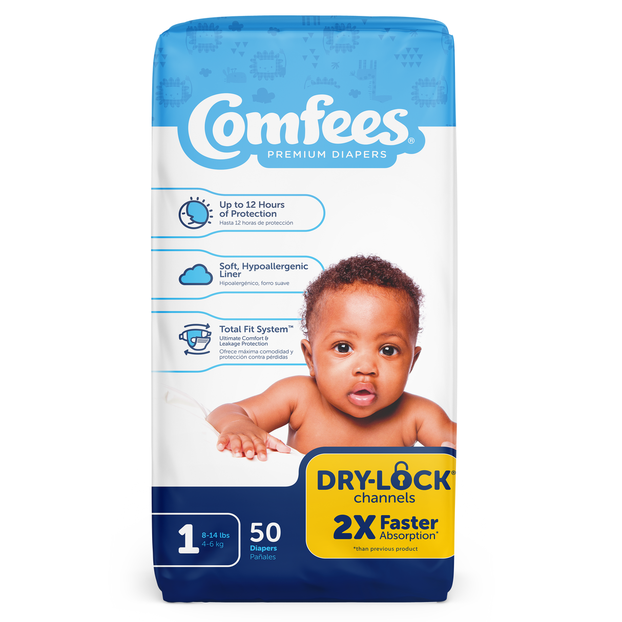 Comfees Baby Diapers, Size 1