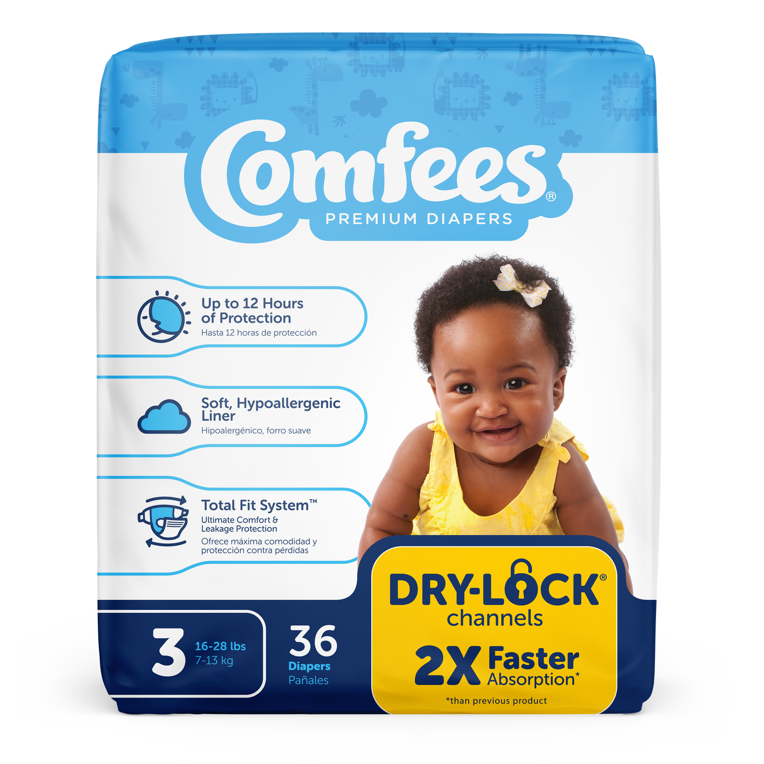 Comfees Baby Diapers, Size 3