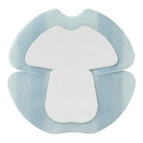 Hydrocolloid adhesive medical dressing with a unique cut-out shape for secure wound care