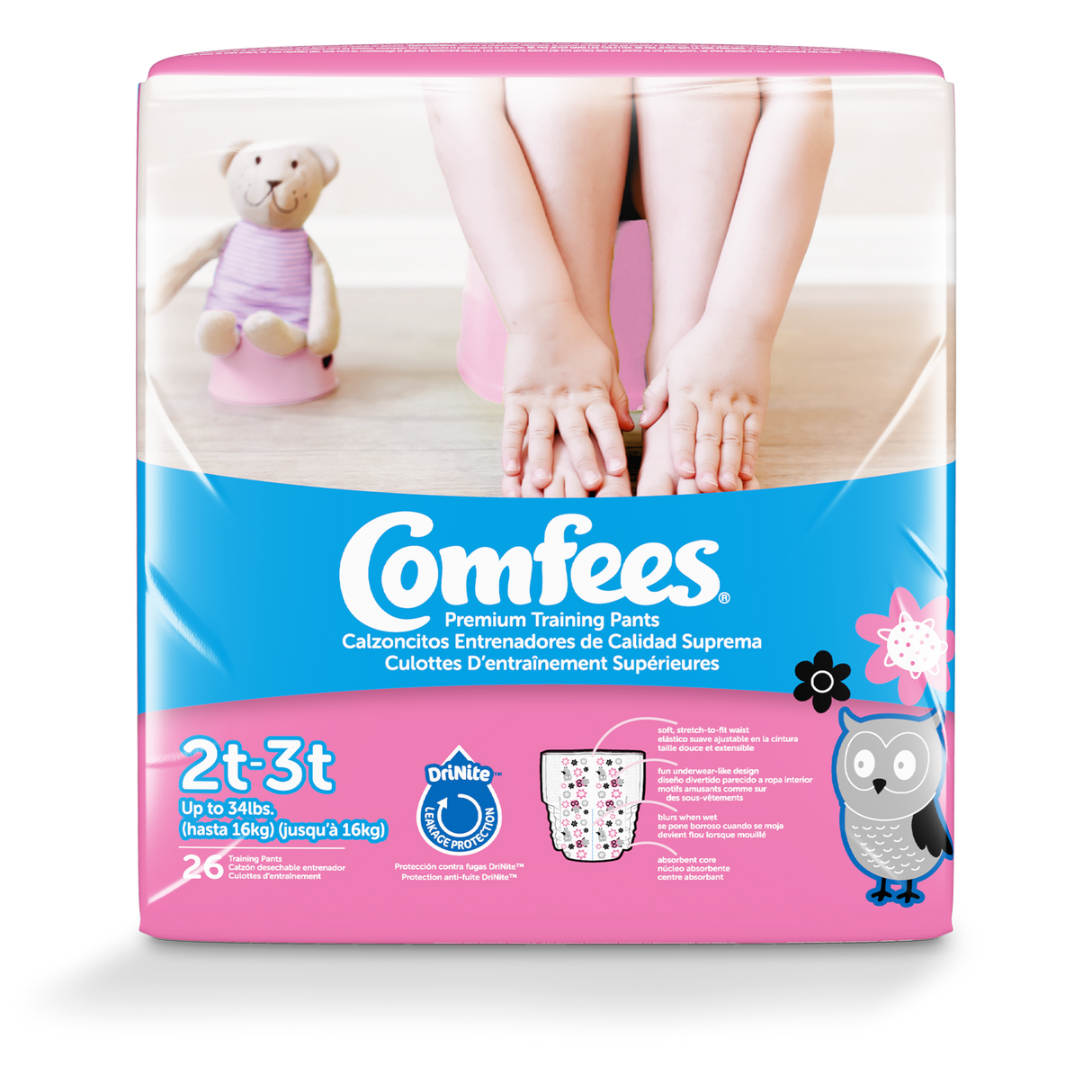 Comfees Training Pants Girls, 2T/3T