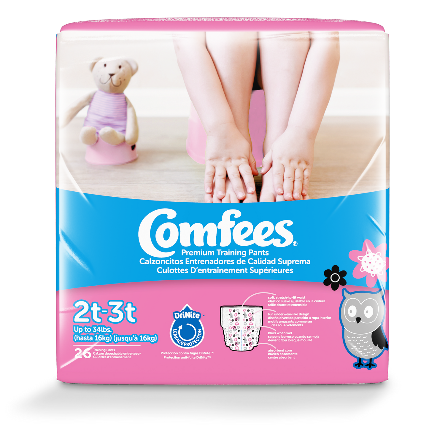 Comfees Training Pants Girls, 2T/3T