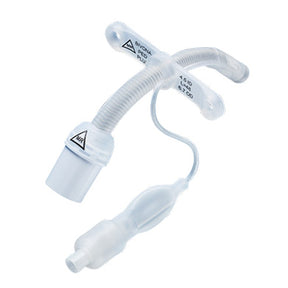 Medical tracheostomy tube with flexible tubing and inflatable cuff for airway management
