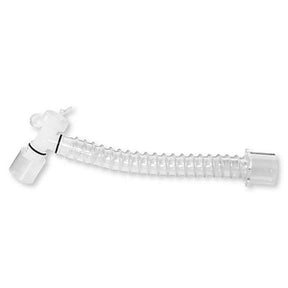Clear medical ventilator breathing tube with flexible connector and plastic fittings