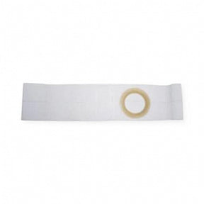White medical adhesive dressing with centered transparent ring, used for wound care