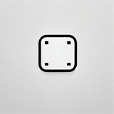 Minimalist black square outline with rounded edges on white background, modern design icon