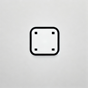 Minimalist black square outline with rounded edges on white background, modern design icon