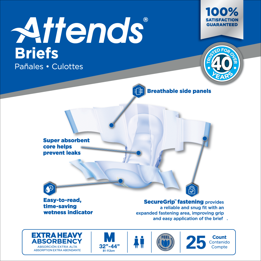 Attends Brief, Extra Heavy Absorbency, Medium