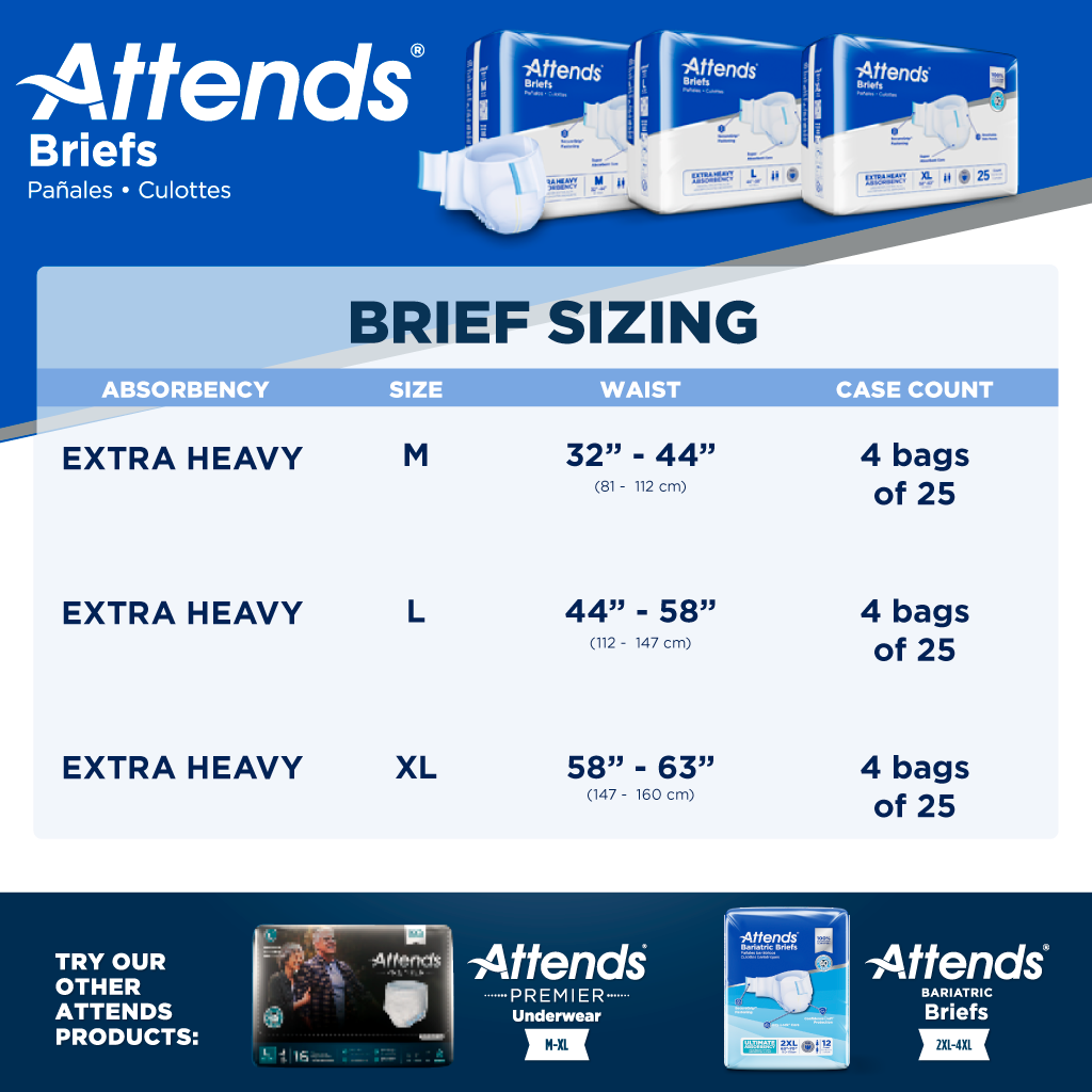 Attends Brief, Extra Heavy Absorbency, Medium