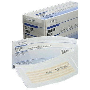 Sterile suture strips in packaging for wound closure and medical wound care