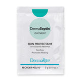 Single-use DermaSeptin ointment packet, skin protectant with menthol, 5g size
