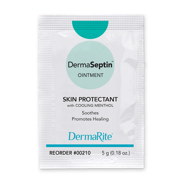 Single-use DermaSeptin ointment packet, skin protectant with menthol, 5g size