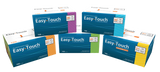 Easy Touch insulin syringe boxes in assorted gauge sizes and colors for medical use