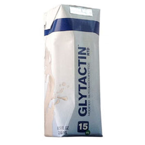 Glytactin RTD 15 PF medical nutrition drink in 250ml carton with blue and white design