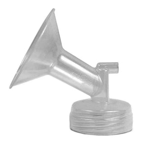 Clear plastic breast pump flange attachment for medical breast pump