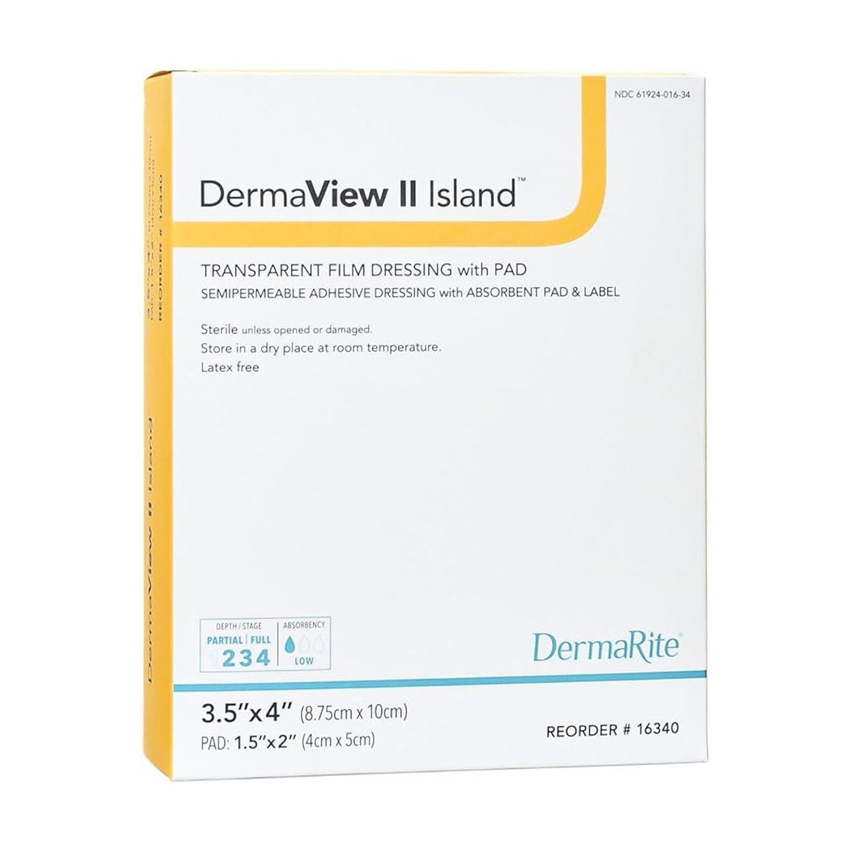 Dermaview Ii Island Transparent Film Wound Dressing, 3.5" X 4"