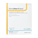 Box of DermaView II Island transparent adhesive film dressing with absorbent pad