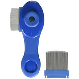 Blue lighted lice comb with fine metal teeth and extra detachable comb for hair care