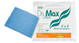4x4 inch DryMax Blue sterile super absorbent wound dressing and packaging