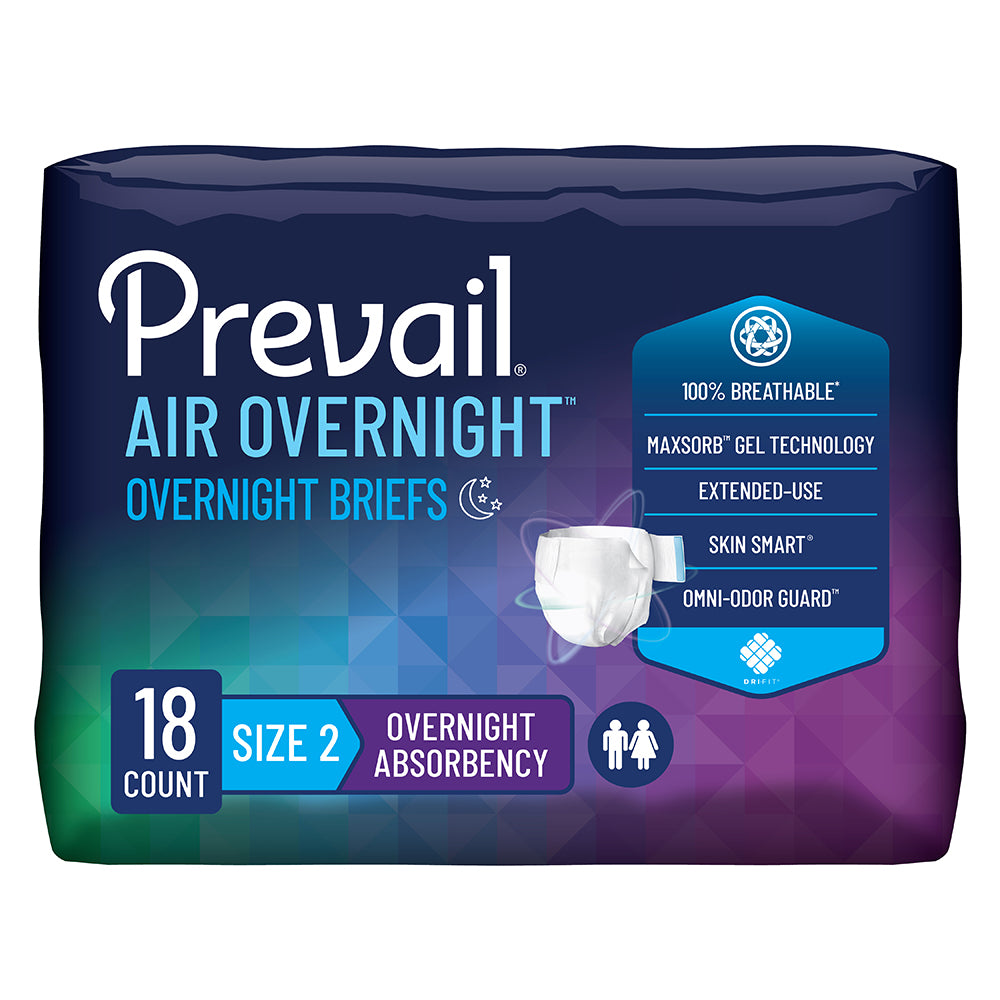 Prevail Air Overnight Incontinence Adult Brief, Size 2, Large