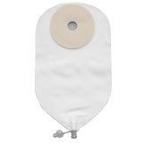 Ostomy bag with adhesive barrier, medical supply for stoma care on white background