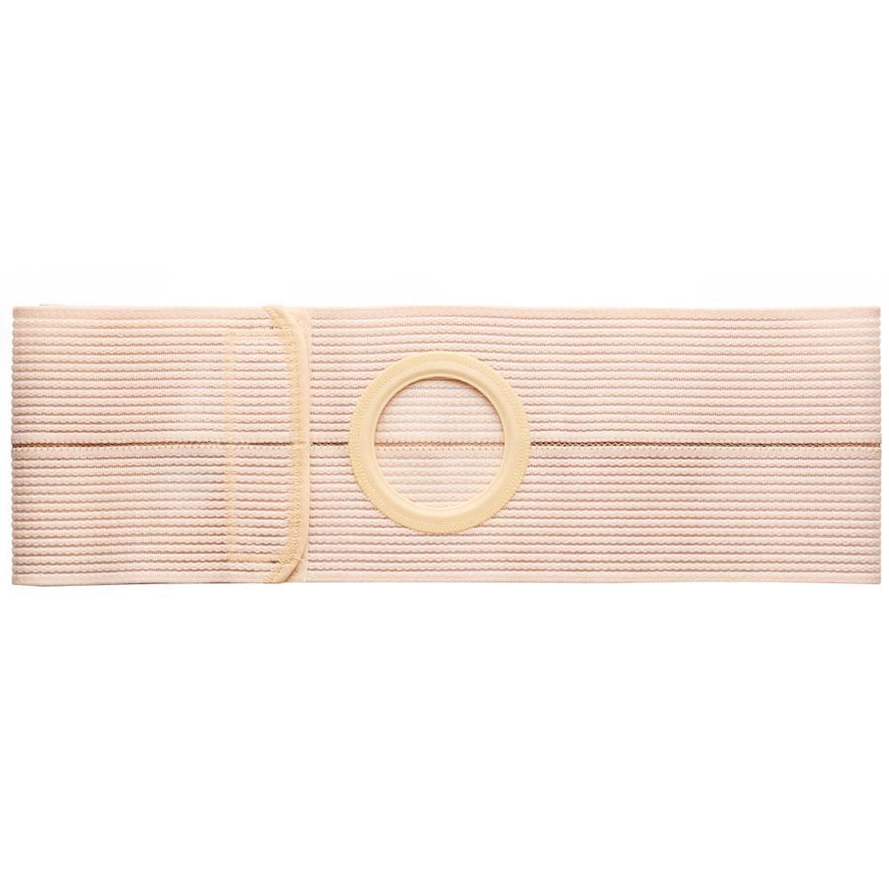 Beige elastic ostomy belt with adjustable circular opening for medical support