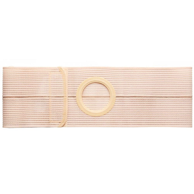 Beige elastic ostomy belt with adjustable circular opening for medical support