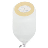 Oval one-piece urinary drainage pouch with trim-to-fit adhesive barrier