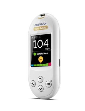 OneTouch Verio Reflect blood glucose meter with digital display and navigation buttons