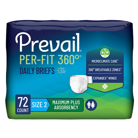 Prevail Per-Fit 360 Incontinence Briefs, Maximum Plus Absorbency, Large/Size 2