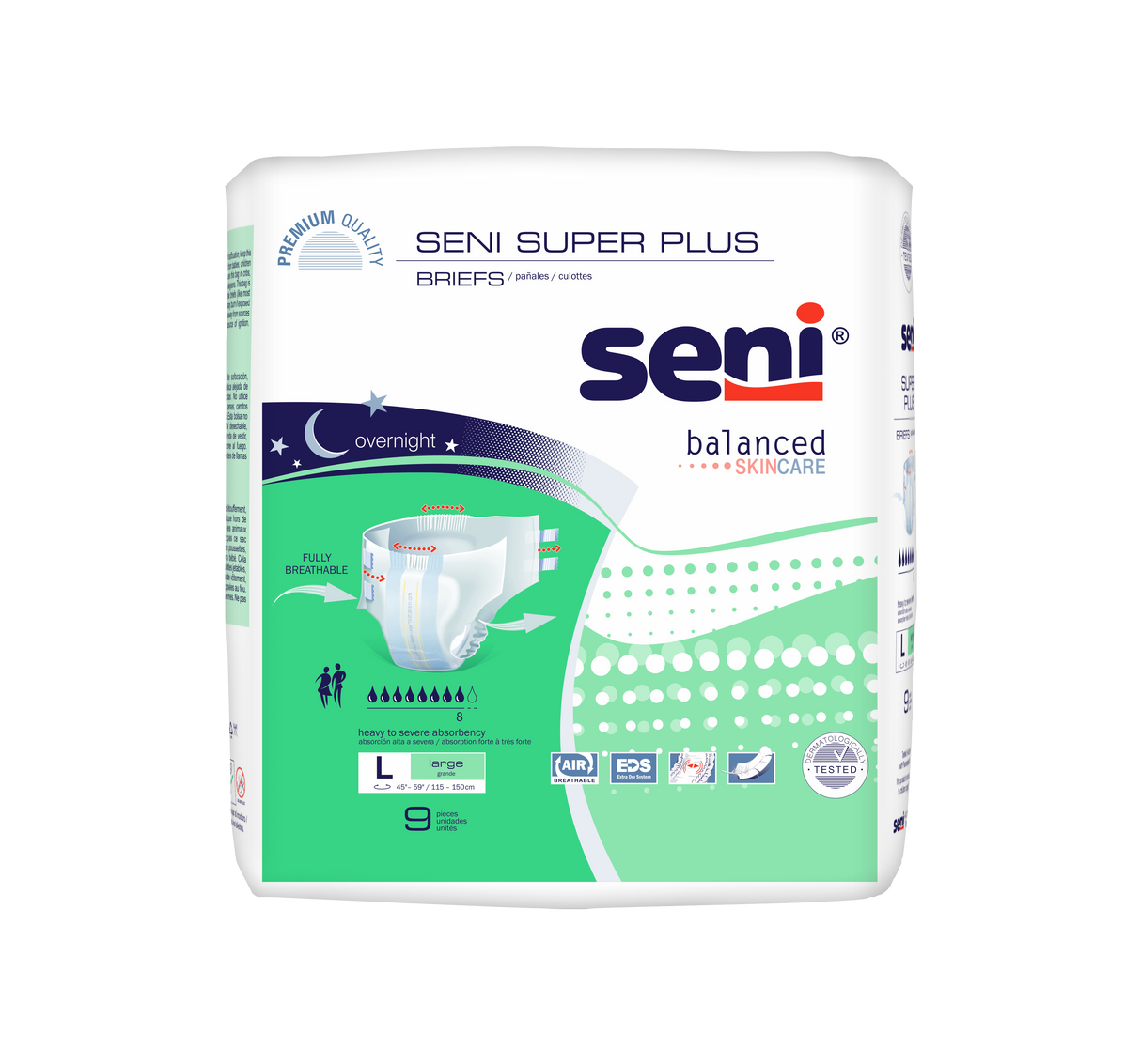Seni Super Plus Briefs, Large, 9 Count - 45" - 59"