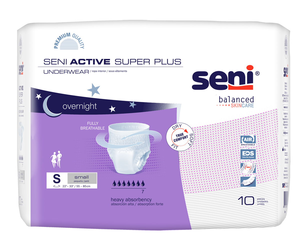 Seni Active Super Plus Pull-on Underwear, Small, 10 Count - 22" - 33"
