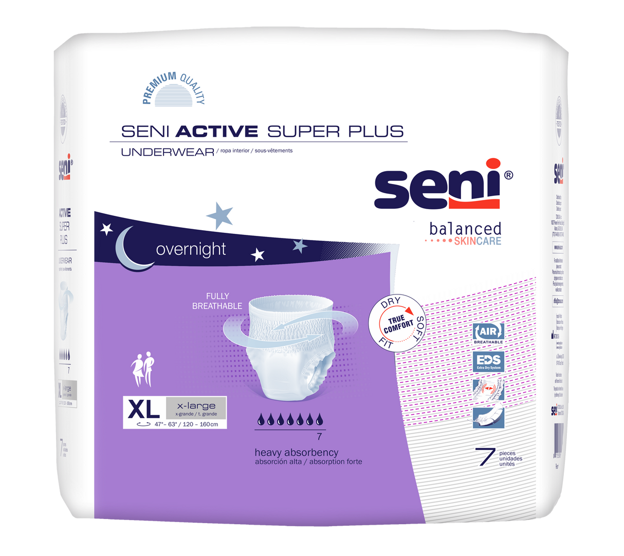 Seni Active Super Plus Pull-on Underwear, Extra Large, 7 Count - 47" - 63"
