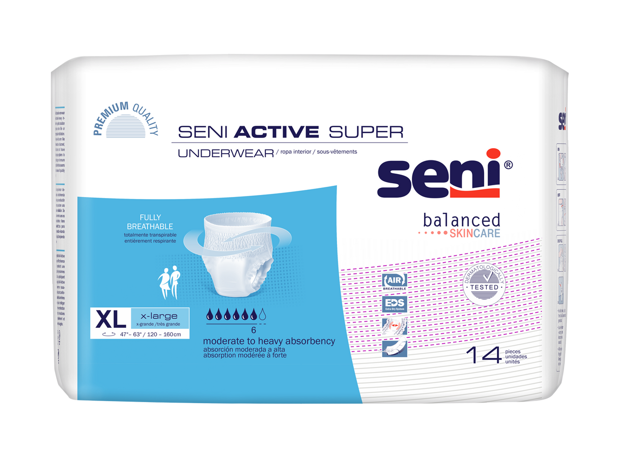SENI ACTIVE SUPER PULL UP UNDERWEAR X-LARGE- 47"-63"