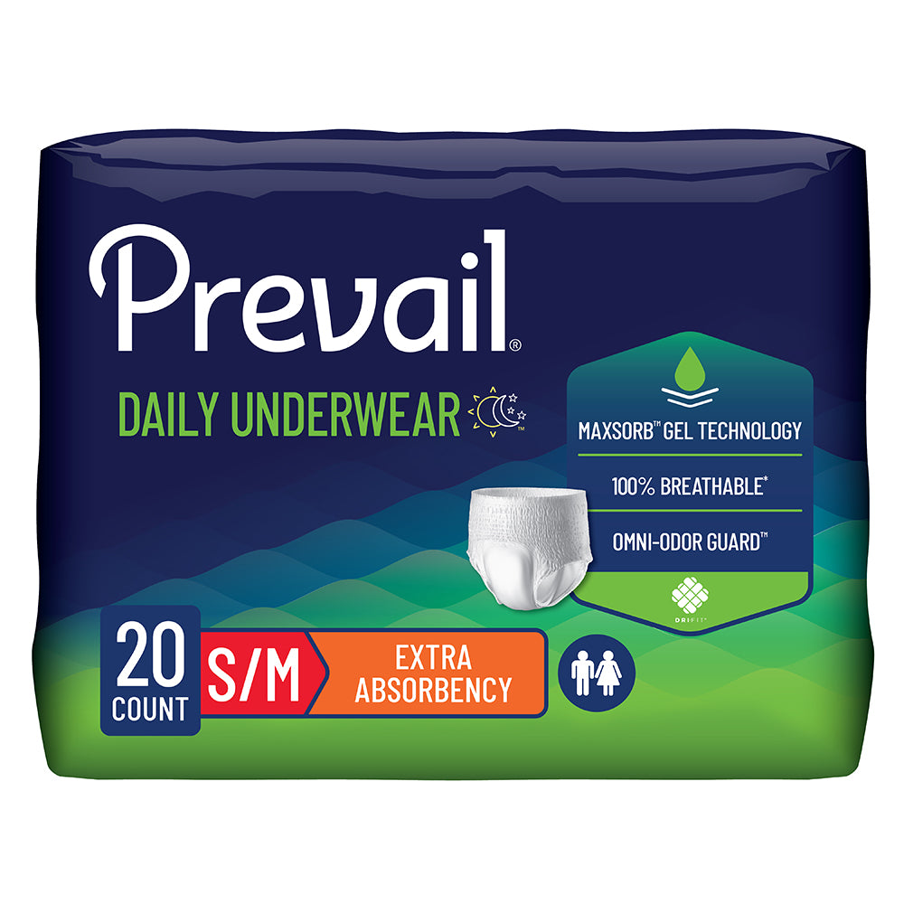 Prevail Incontinence Underwear for Men & Women, Extra Absorbency, Medium, 20 Count