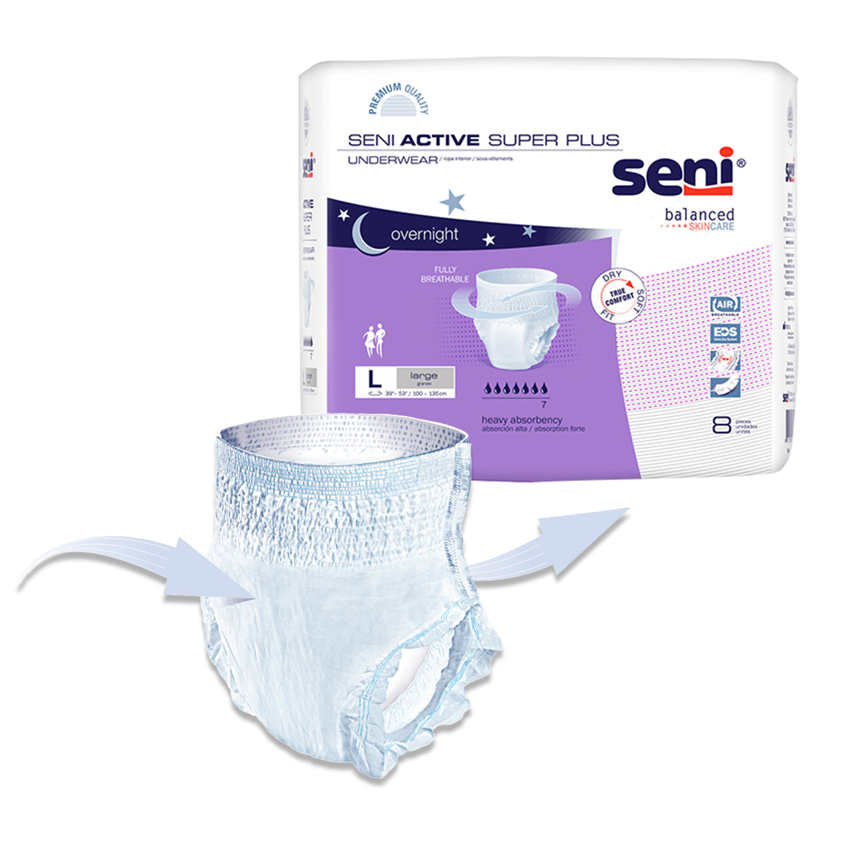 SENI ACTIVE SUPER PLUS PULL UP UNDERWEAR LARGE- 39"-53"