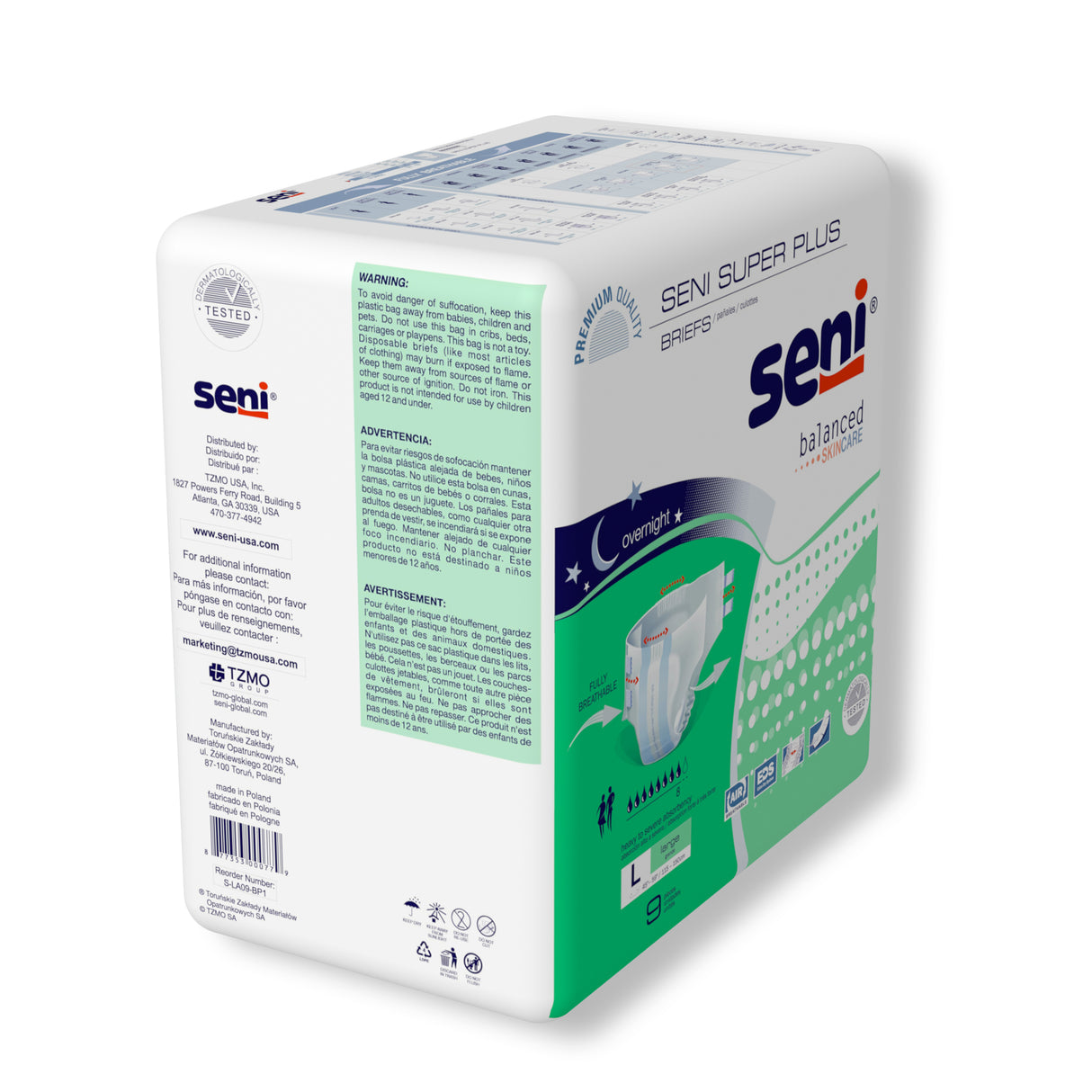 Unisex Adult Incontinence Brief Seni® Super Plus Large Disposable Heavy Absorbency- 45"-59"
