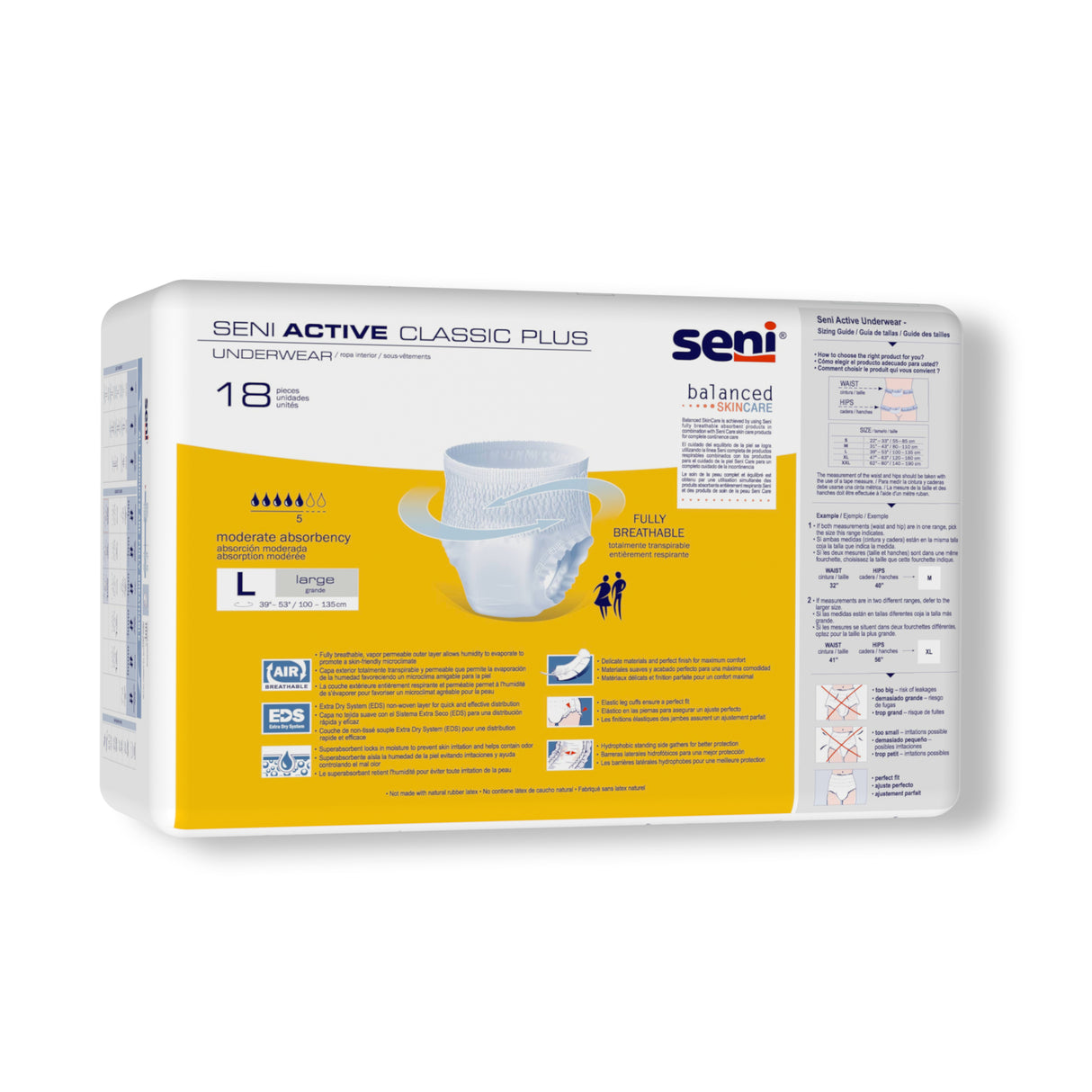 SENI ACTIVE CLASSIC PLUS PULL UP UNDERWEAR LARGE- 39"-53"