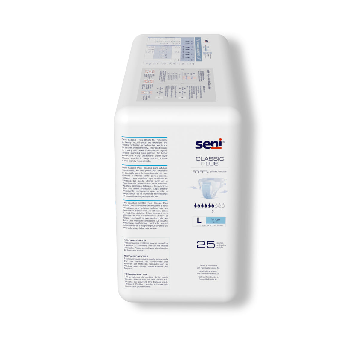 Unisex Adult Incontinence Brief Seni® Classic Plus Large Disposable Moderate Absorbency- 45"-59"