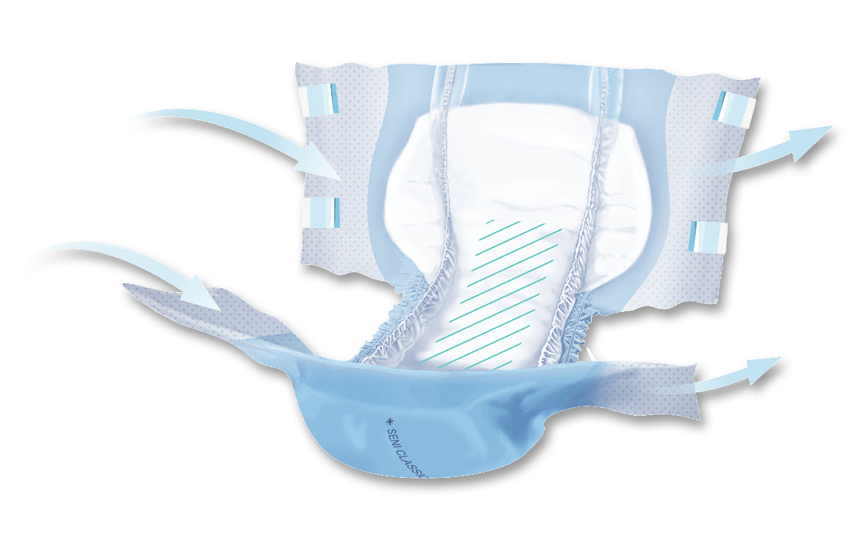 Unisex Adult Incontinence Brief Seni® Classic Plus Large Disposable Moderate Absorbency- 45"-59"
