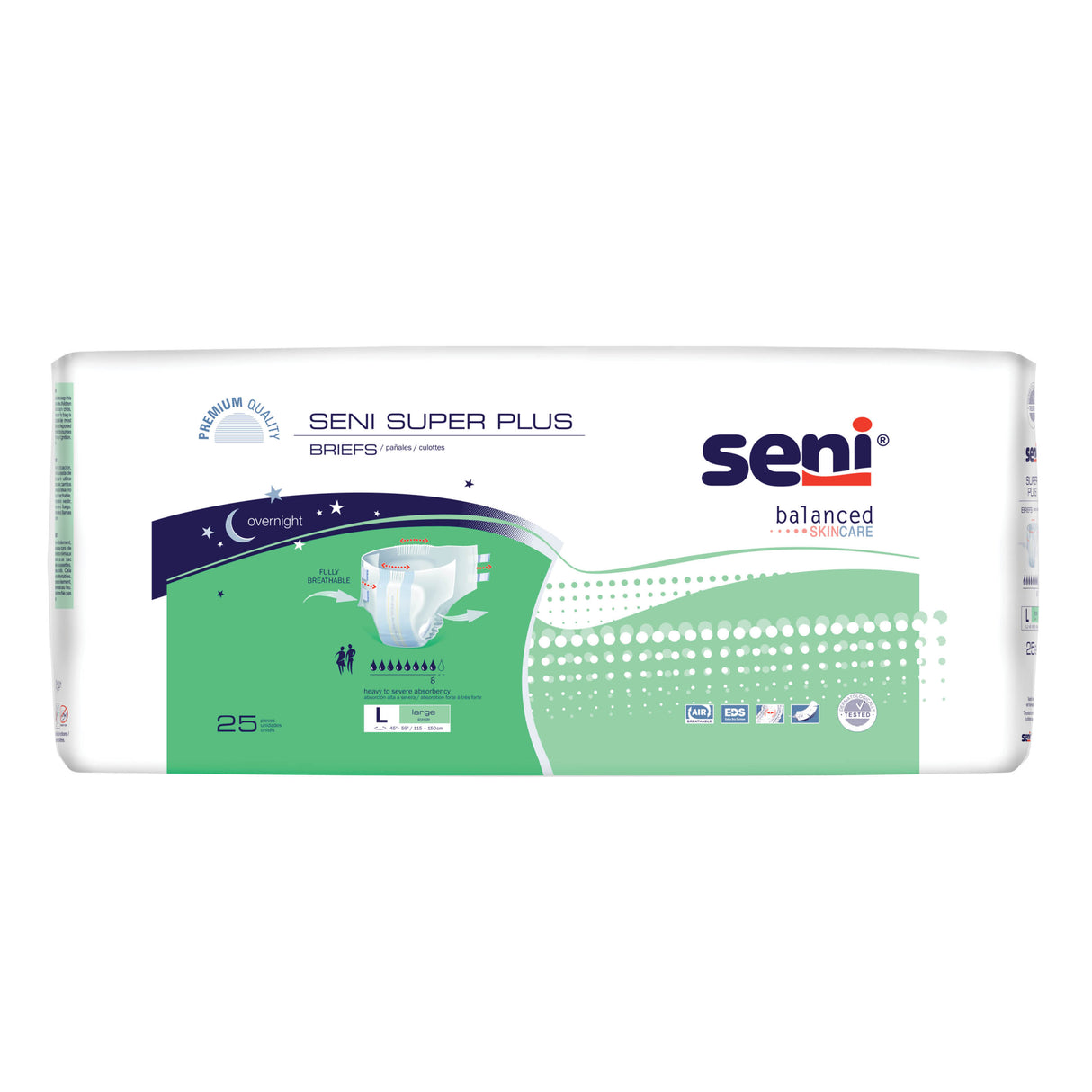 Unisex Adult Incontinence Brief Seni® Super Plus Large Disposable Heavy Absorbency-  45"-59"