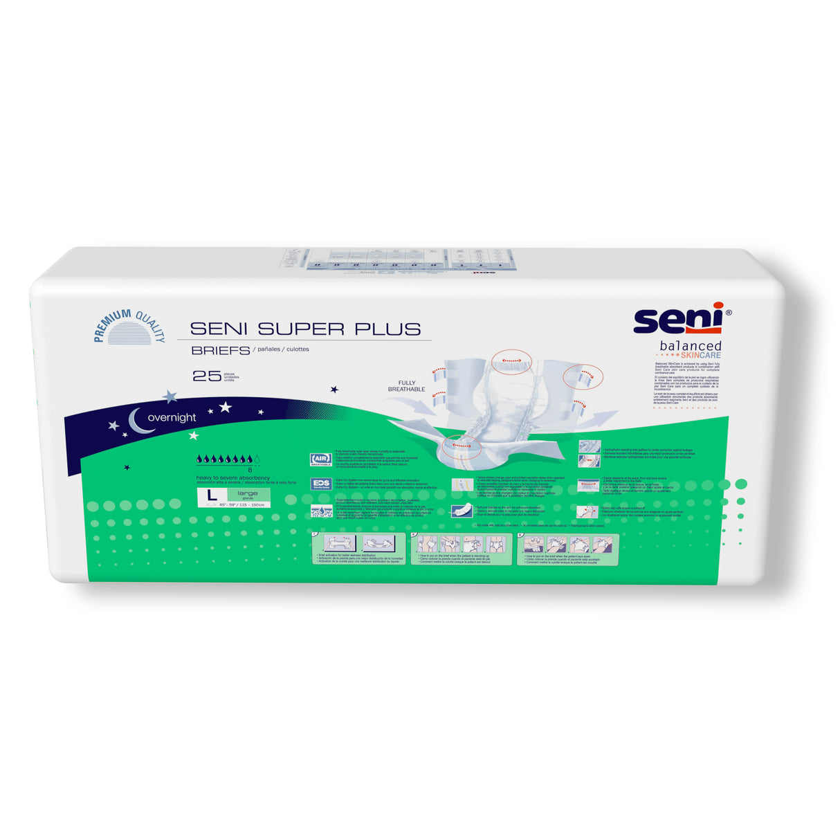 Unisex Adult Incontinence Brief Seni® Super Plus Large Disposable Heavy Absorbency-  45"-59"