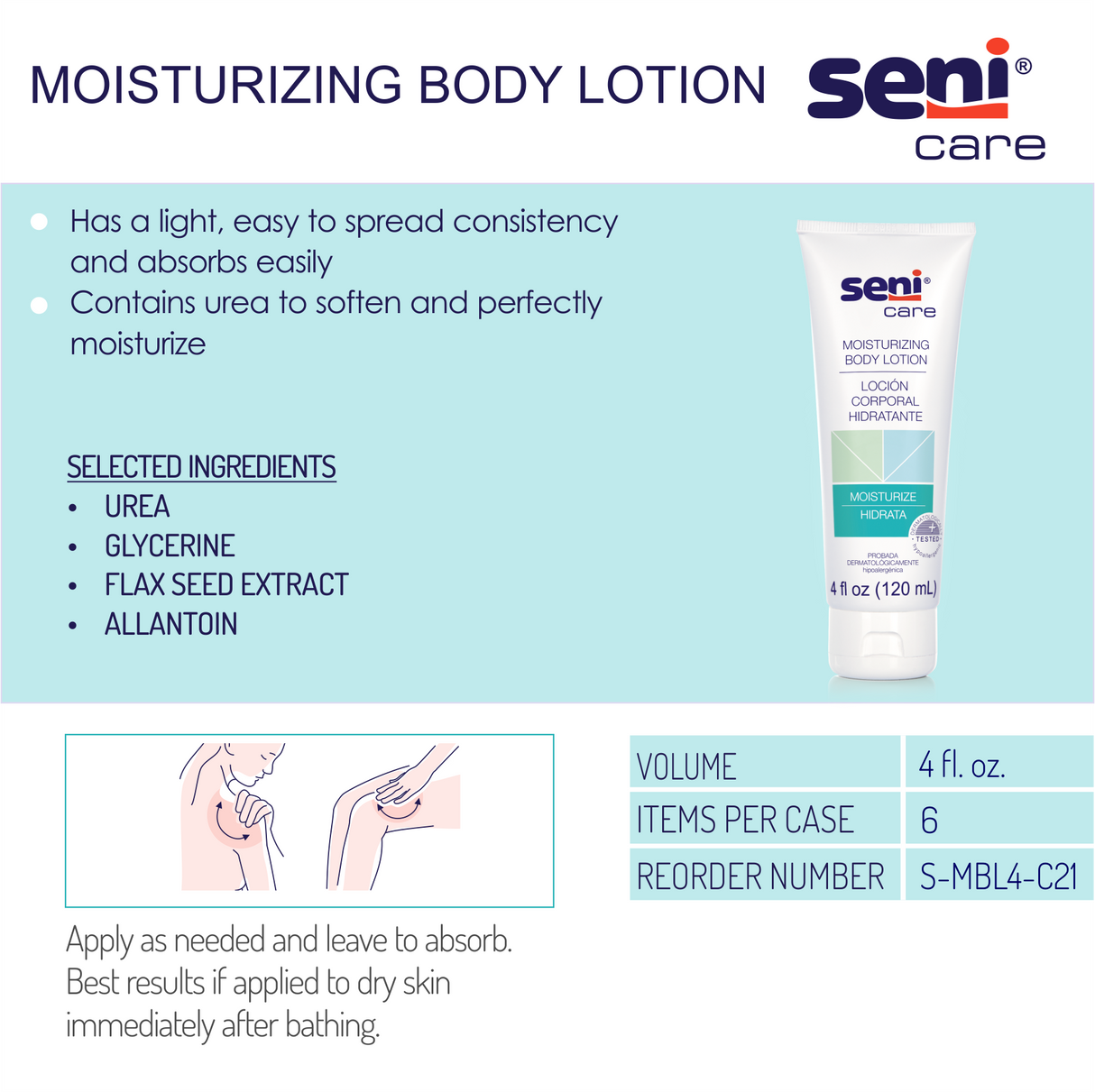 Hand and Body Moisturizer Seni® Care, Tube Scented Lotion - 4 oz.