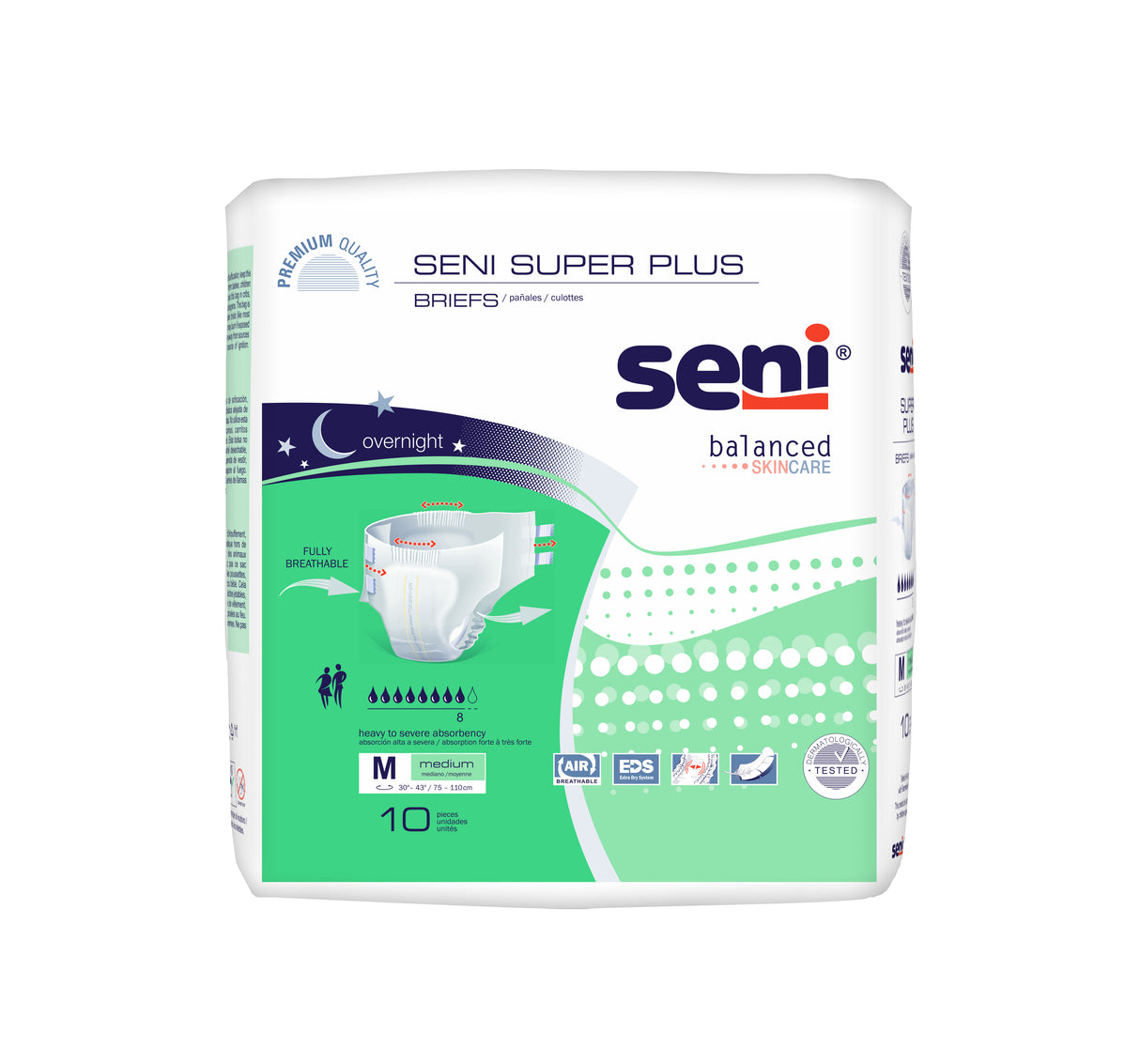 Seni Super Plus Briefs, Medium, 10 Count - 30" - 43"