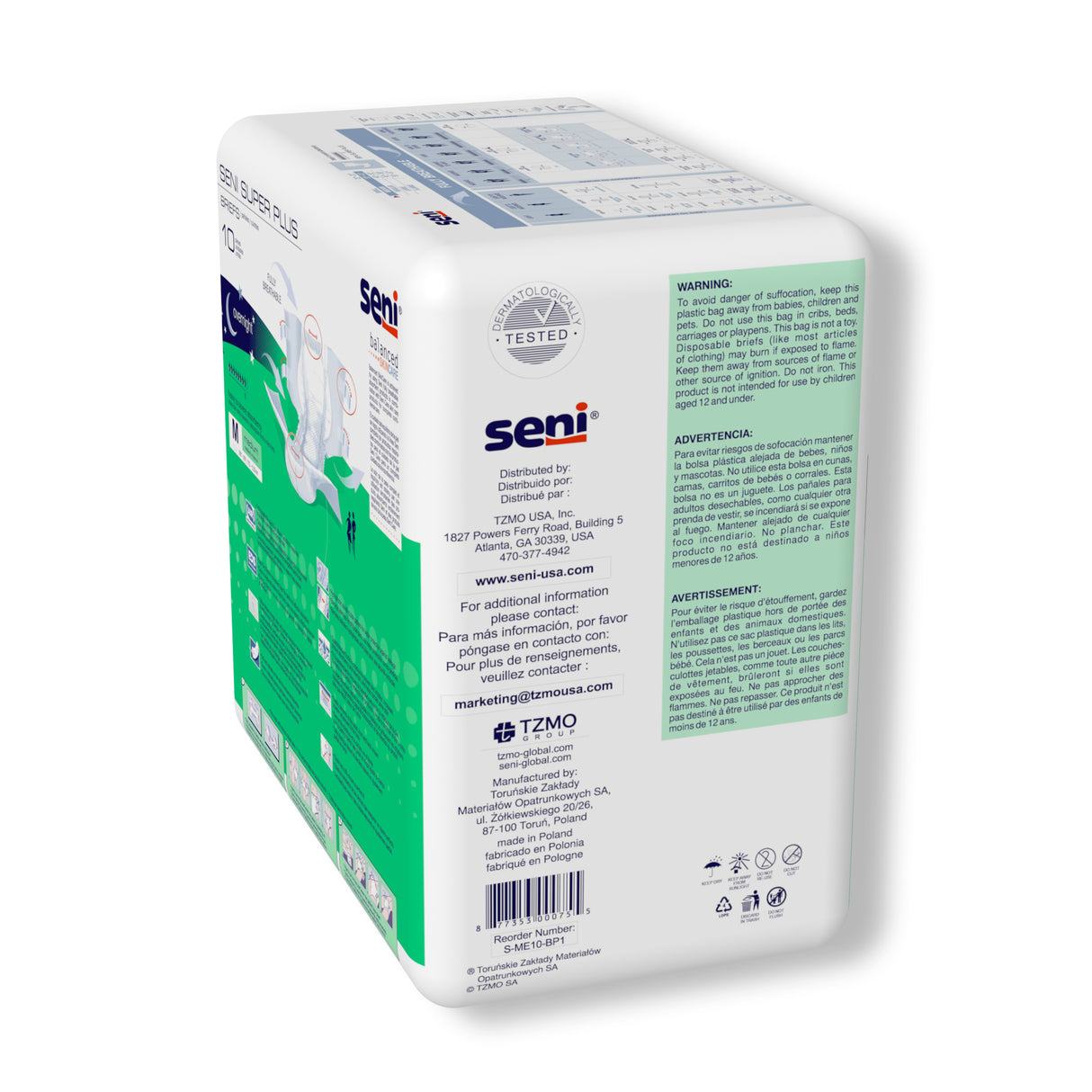 Unisex Adult Incontinence Brief Seni® Super Plus Medium Disposable Heavy Absorbency- 30"-43"
