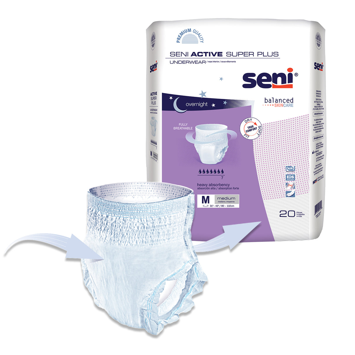 SENI ACTIVE SUPER PLUS PULL UP UNDERWEAR MEDIUM- 31"-43"