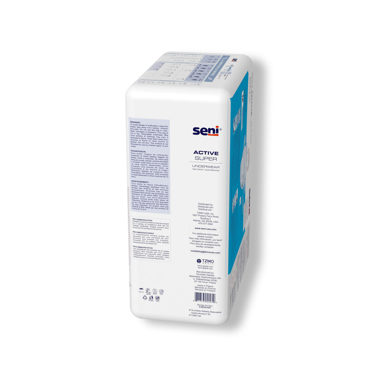 Seni Active Super Pull-on Underwear, Medium - 31" - 43"